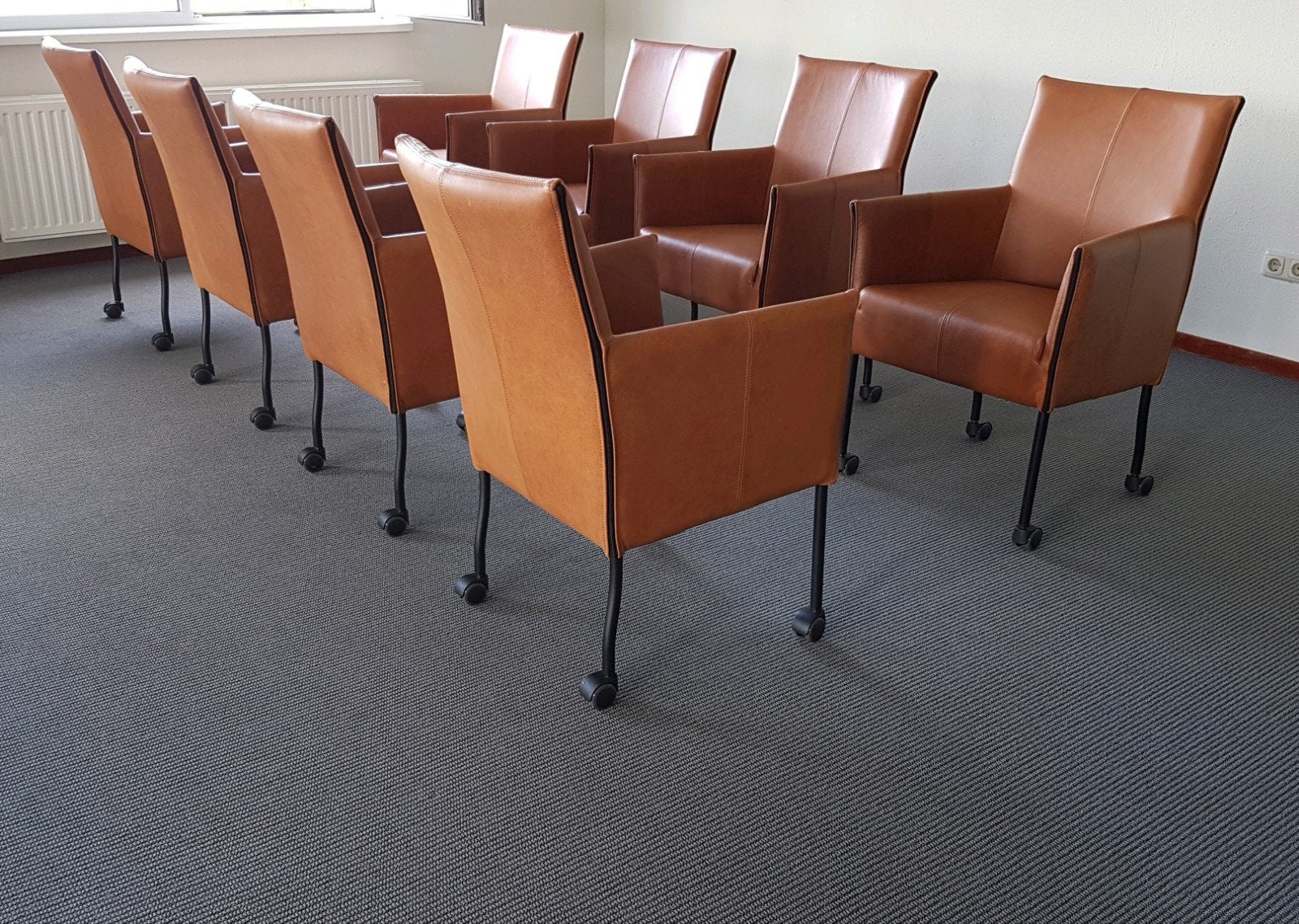 Opruiming Design eetkamerstoelen in cognac leer weg is weg, Ophalen, Bruin, Nieuw, Vijf, Zes of meer stoelen