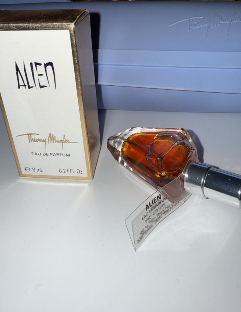 Parfumminiatuur Alien vapo liggend Mugler 8 ml eau de parfum, Verzenden, Nieuw, Miniatuur, Gevuld