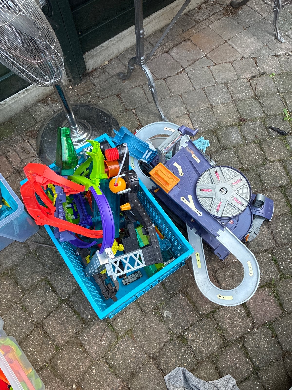 Grote set Hotwheels racebanen en accessoires, Ophalen, Gebruikt