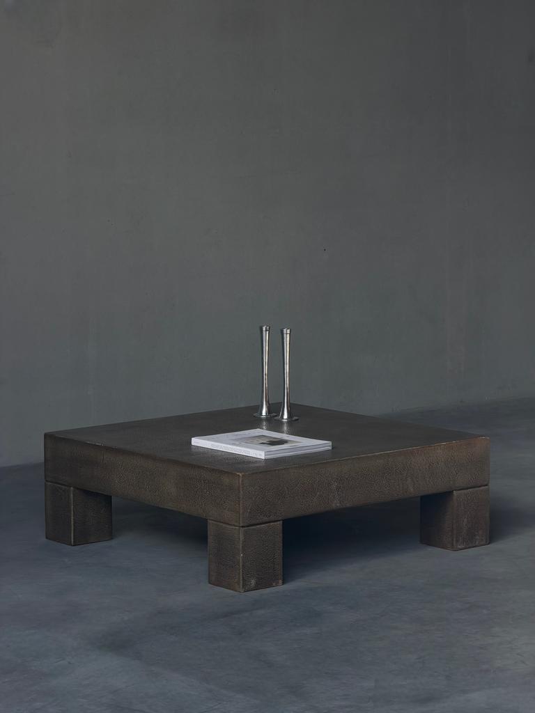 Vintage Brutalist faux brons vierkante salontafel, Huis en Inrichting, Tafels | Salontafels, Zo goed als nieuw, Minder dan 50 cm