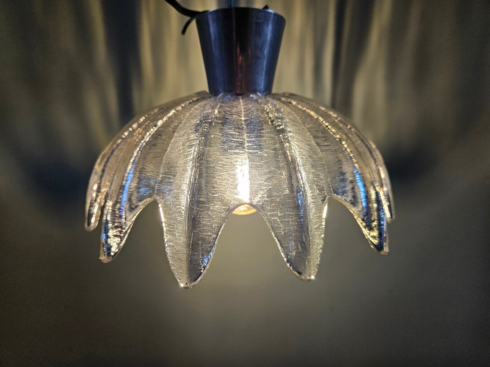 Vintage hanglamp / plafondlamp van helder glas, Huis en Inrichting, Lampen | Plafondlampen, Gebruikt, Plafondlamp, E27 (groot)