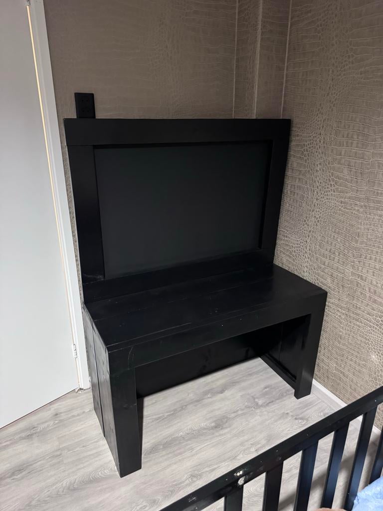 Leuk zwart steigerhout speel/krijt bord+bureau, Ophalen, Krijtbord