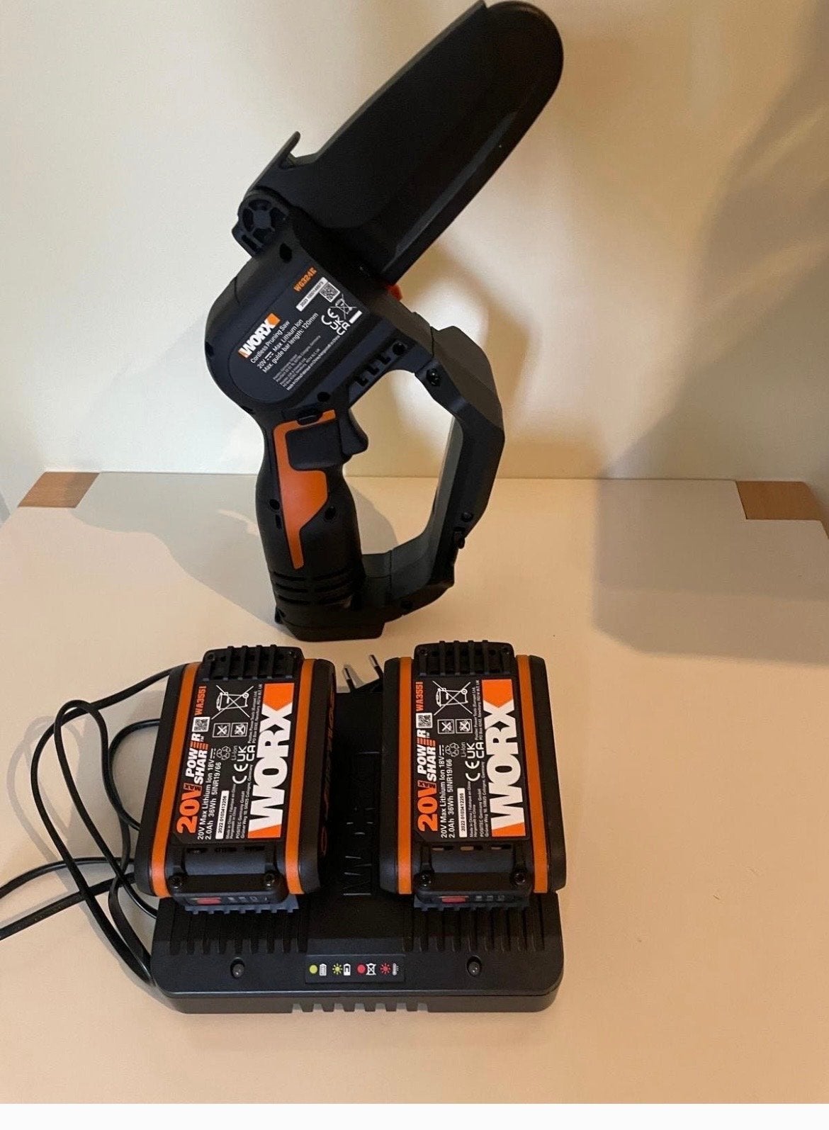 Worx Kettingzaag 20V met 1 accu's en lader