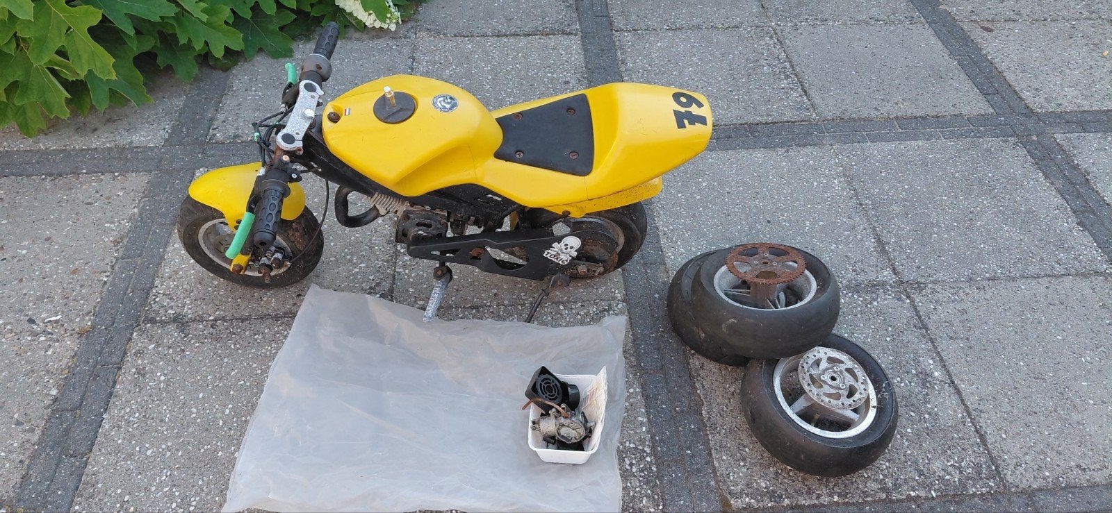 Gele Nitro Pocketbike 49cc - Opknapper met Extra Onderdelen, Ophalen, Gebruikt, Overige typen