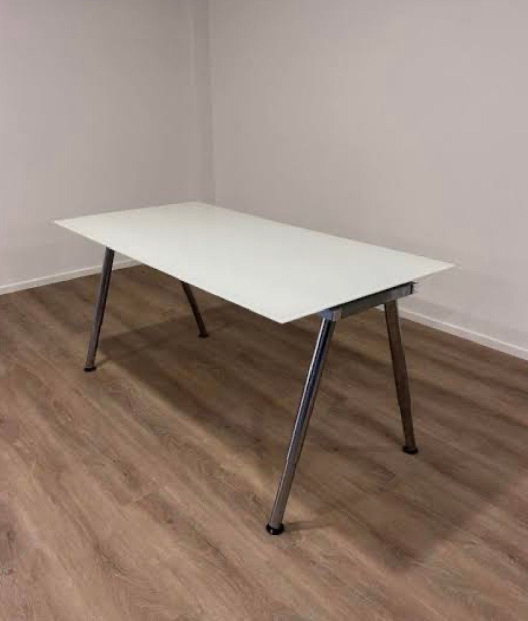IKEA Galant Bureau 160x80 - Wit met chromen poten, Ophalen, 160 cm, Gebruikt, Metaal