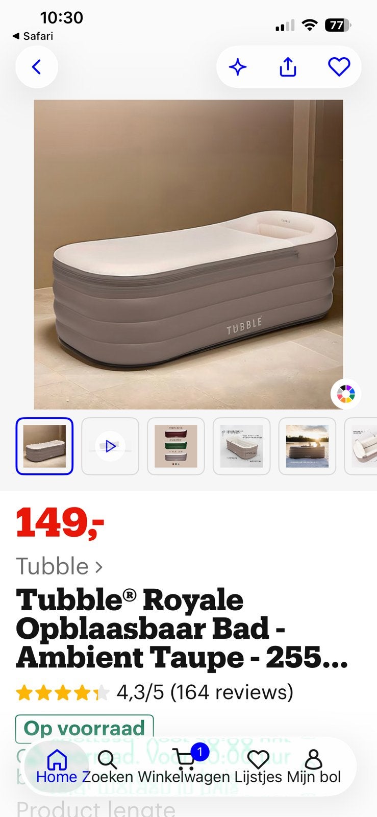 Tubble opblaasbaar bad, Ophalen, Gebruikt