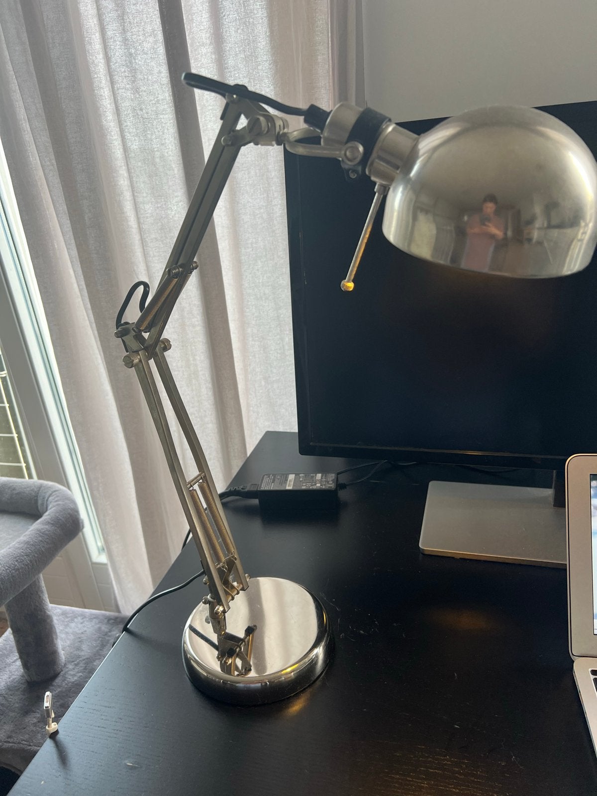 Verstelbare Bureaulamp - Zilverkleurig Metaal, Huis en Inrichting, Ophalen, Bureaulamp, E27 (groot), Metaal