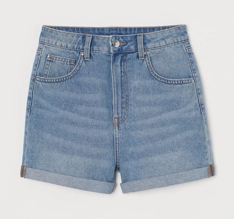 H&M denim short spijkershort Mom Fit licht denimblauw 36, Kleding | Dames, H&M, Kort, Blauw, Nieuw