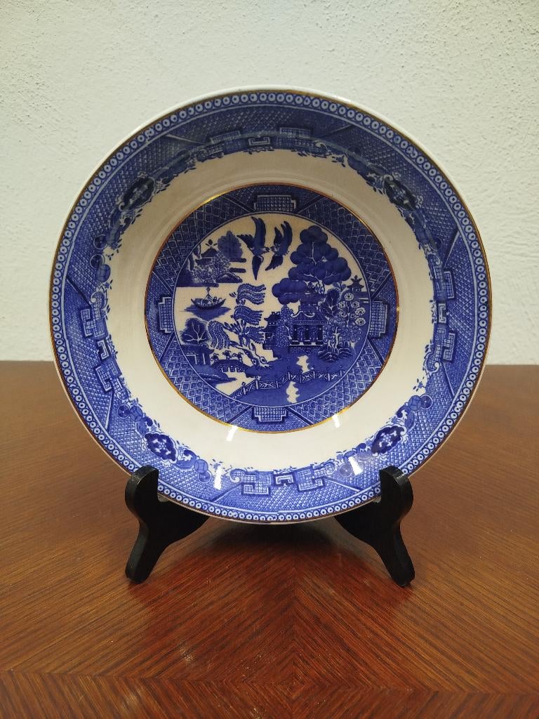 Vintage serveerbord in het "Blue Willow" patroon, Ophalen of Verzenden, Overige stijlen, Porselein, Schaal of Schalen
