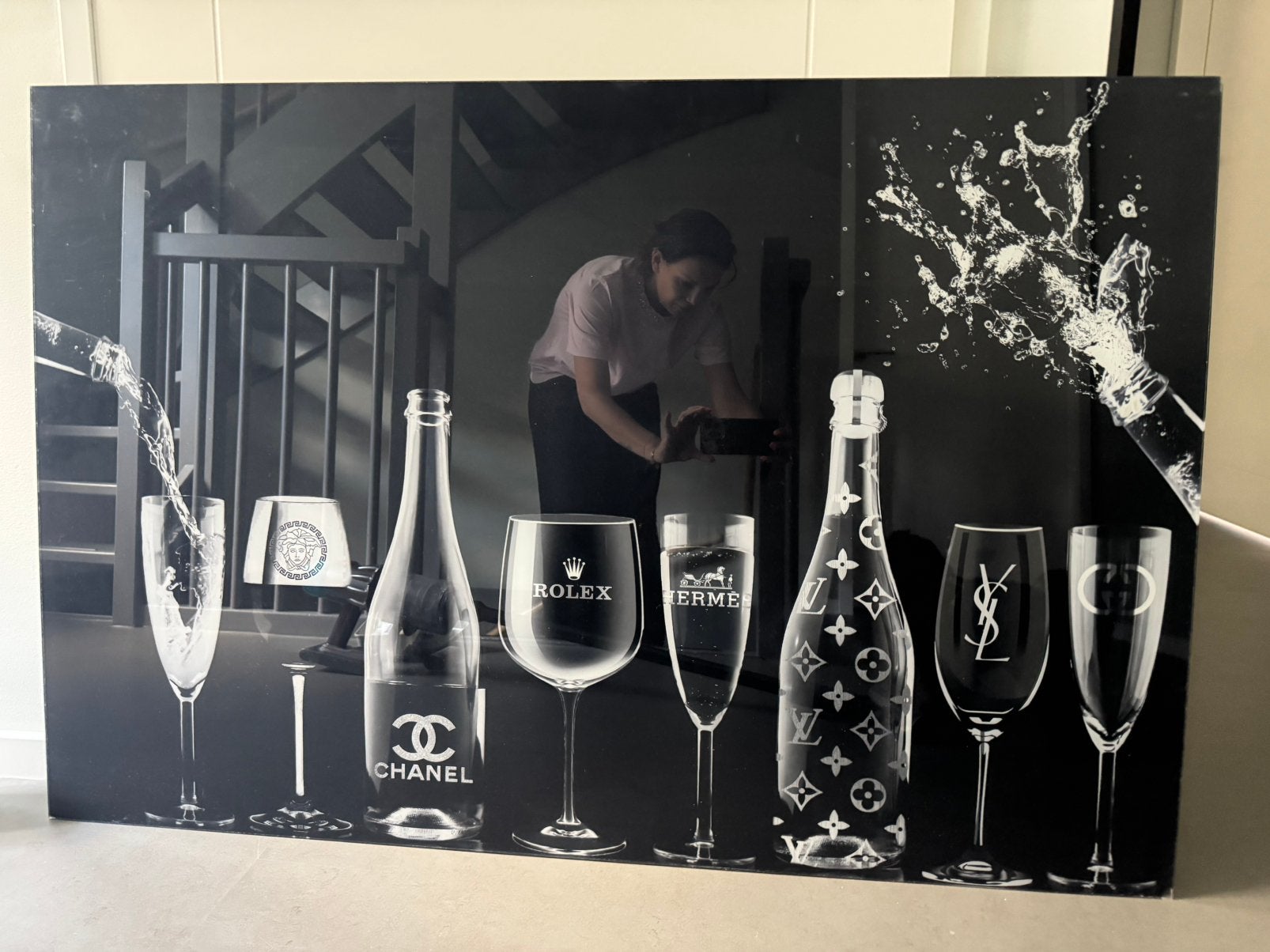 Leuk plexiglas schilderij, champagne, Ophalen, Gebruikt