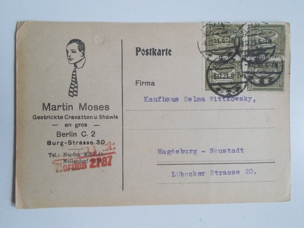 Duitse Rijk, Postkaart Met Reclame 1921., Postzegels en Munten, Brieven en Enveloppen | Buitenland, Ophalen, Briefkaart