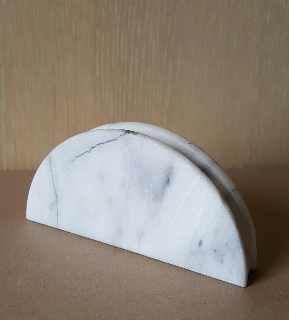 Vintage marmeren servethouder / brievenhouder - wit, Vintage, Gebruikt, Ophalen of Verzenden, Wit