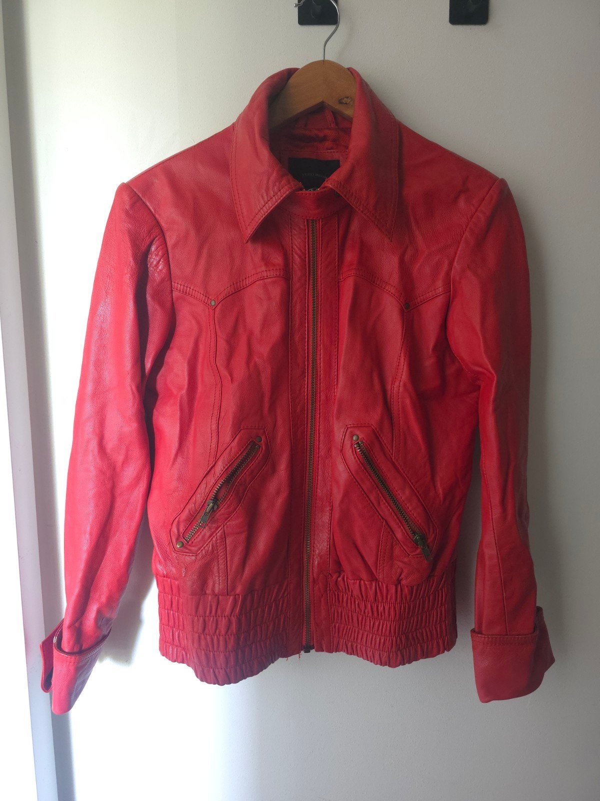 Vero Moda rood leren jasje maat L, Vero Moda, Ophalen of Verzenden, Maat 42/44 (L), Rood