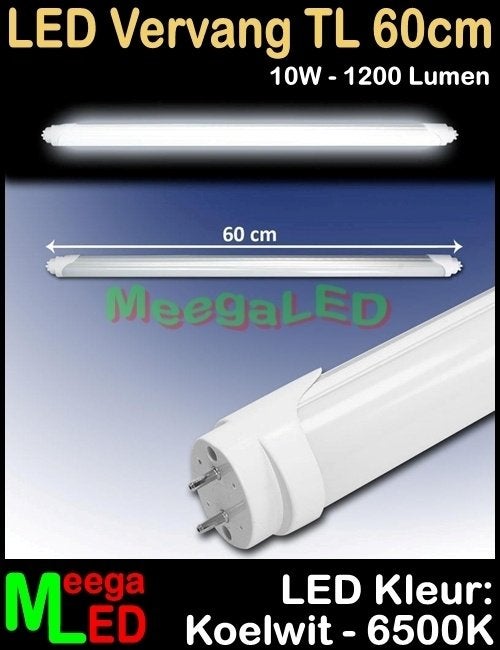 UITVERKOOP: 8x LED TL T8 60cm 10W 840 Koel Wit 6500K, Led-lamp, G13 (TL), Nieuw, Overige merken