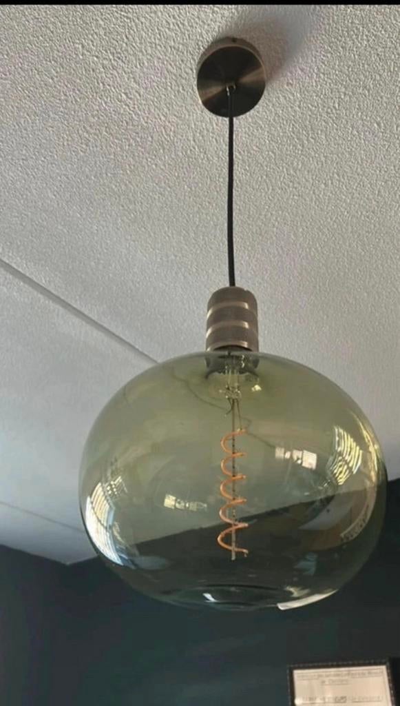 Groene glazen bollamp, Ophalen of Verzenden, Zo goed als nieuw, Minder dan 50 cm