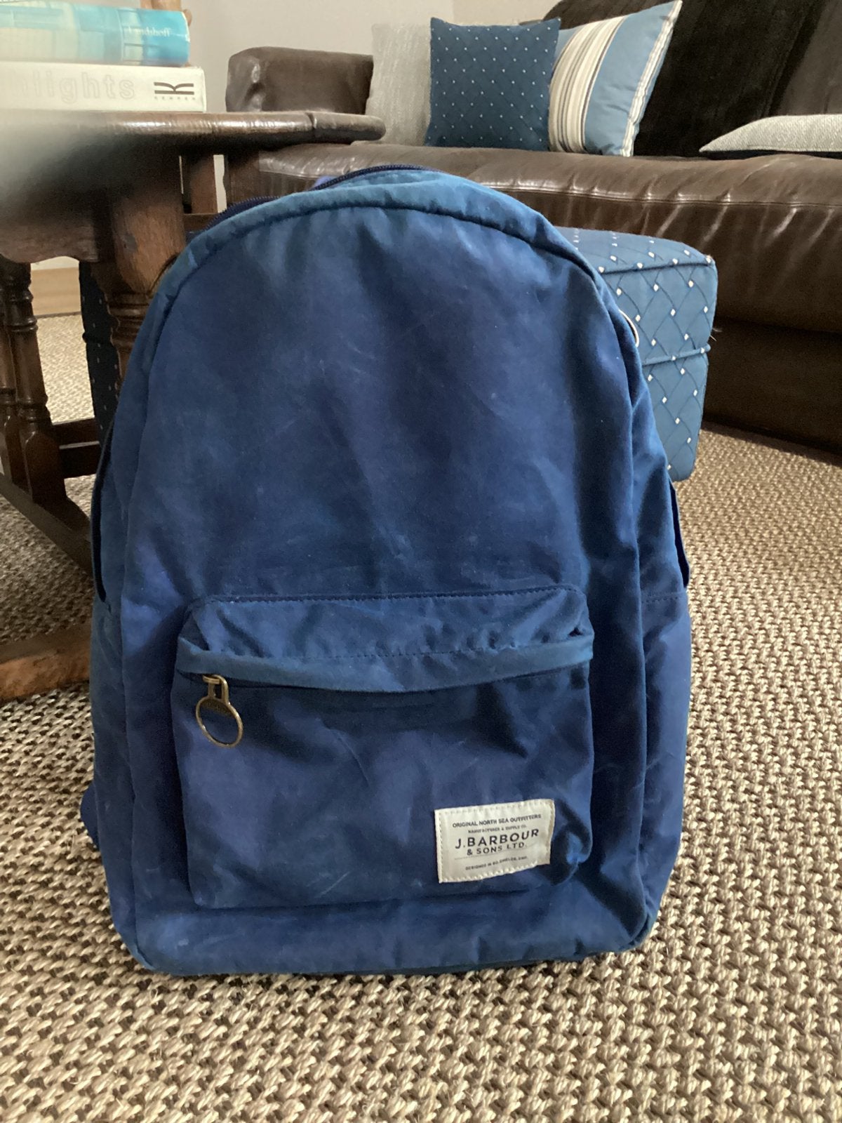 BARBOUR WAX RUGZAK, Ophalen, Zo goed als nieuw, Blauw, Rugtas