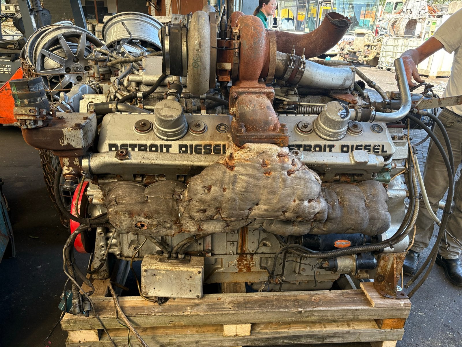 Detroit 12v92 Marine Motor - Draaiend uit schip gehaald, Ophalen of Verzenden, Gebruikt