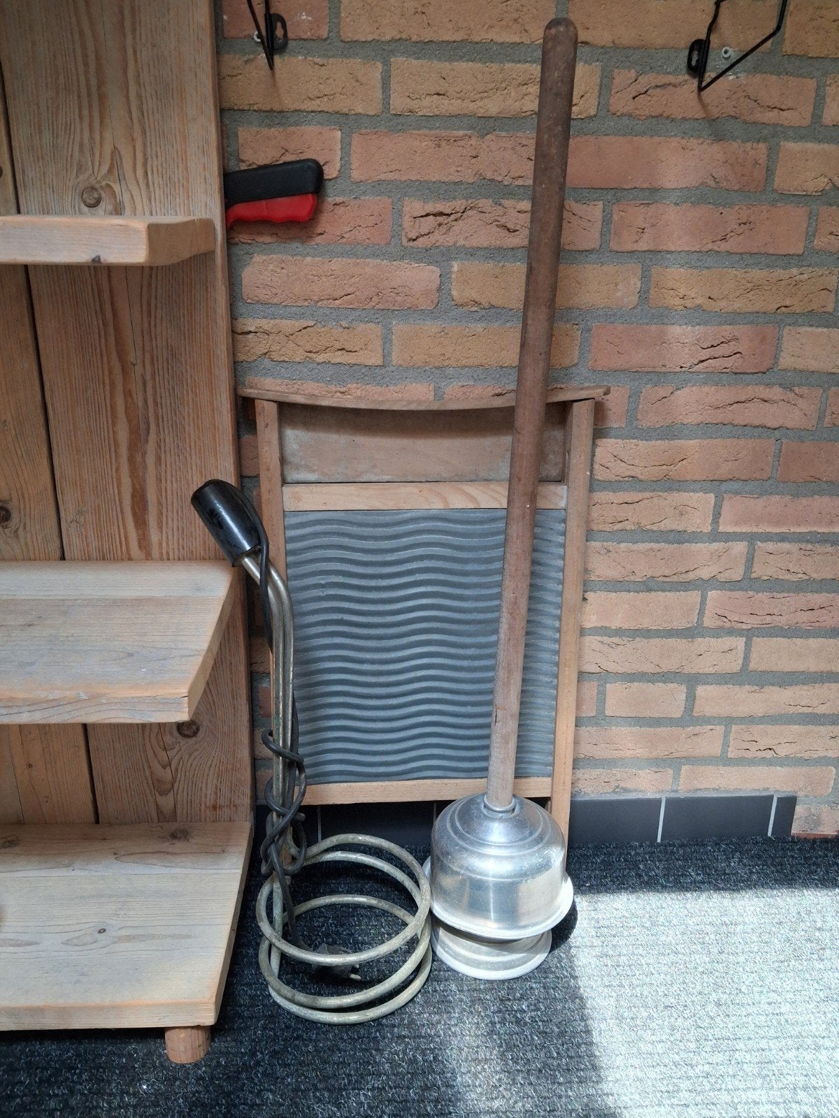 vintage wasbord, stamper en verwarmingelement, Ophalen