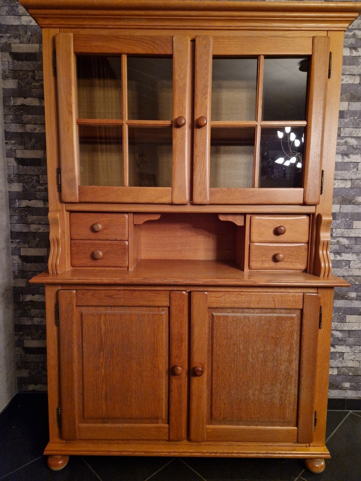 blank eiken vitrinekast, Ophalen, Gebruikt, 100 tot 150 cm, Eikenhout