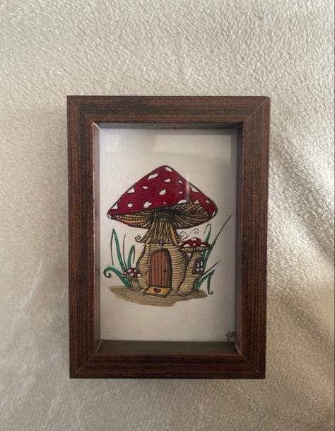 Handgemaakt whimsical mini kunstwerkje in lijstje, Ophalen of Verzenden