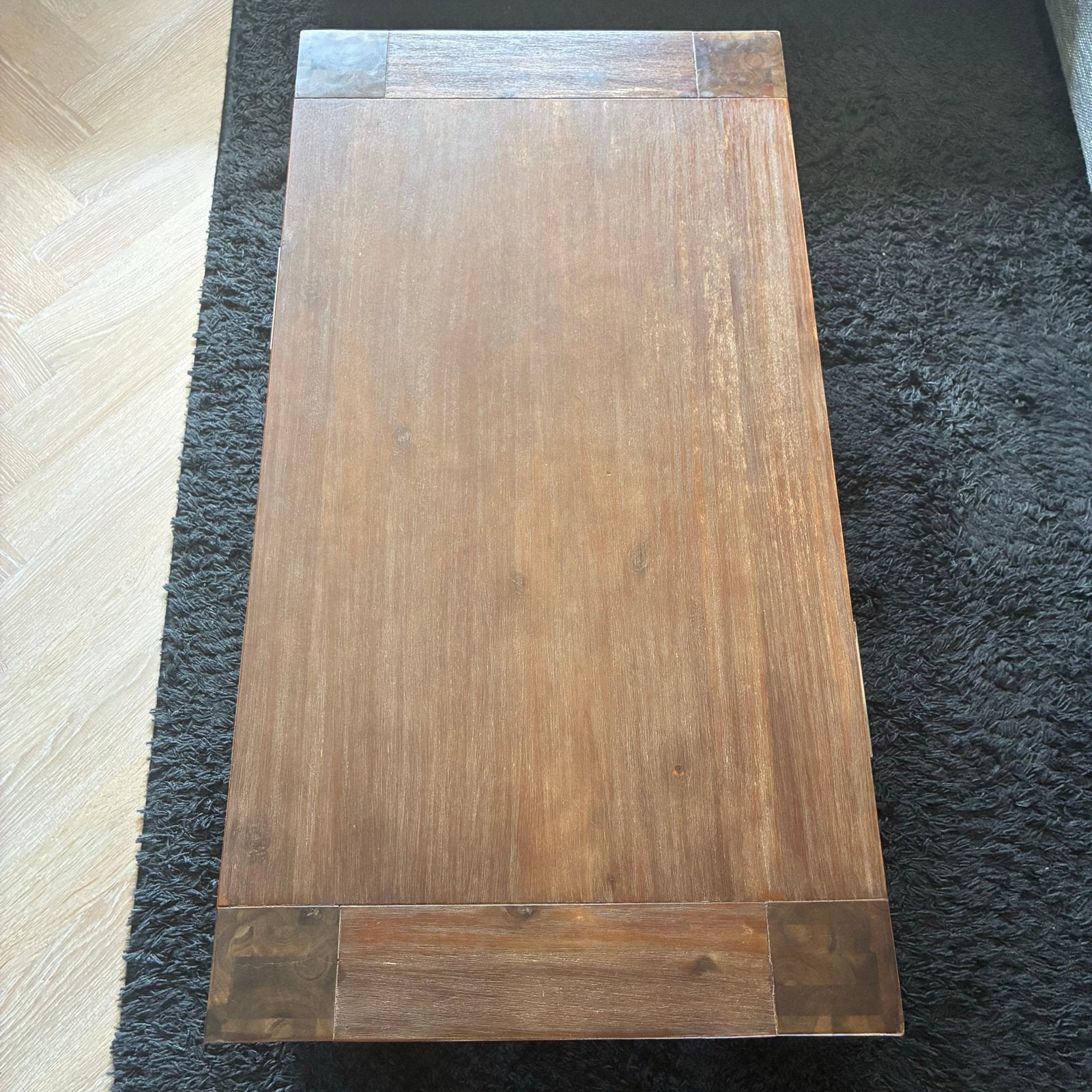 Salontafel met 4 lades, Ophalen, Gebruikt, 100 tot 150 cm, Rustiek teakhout