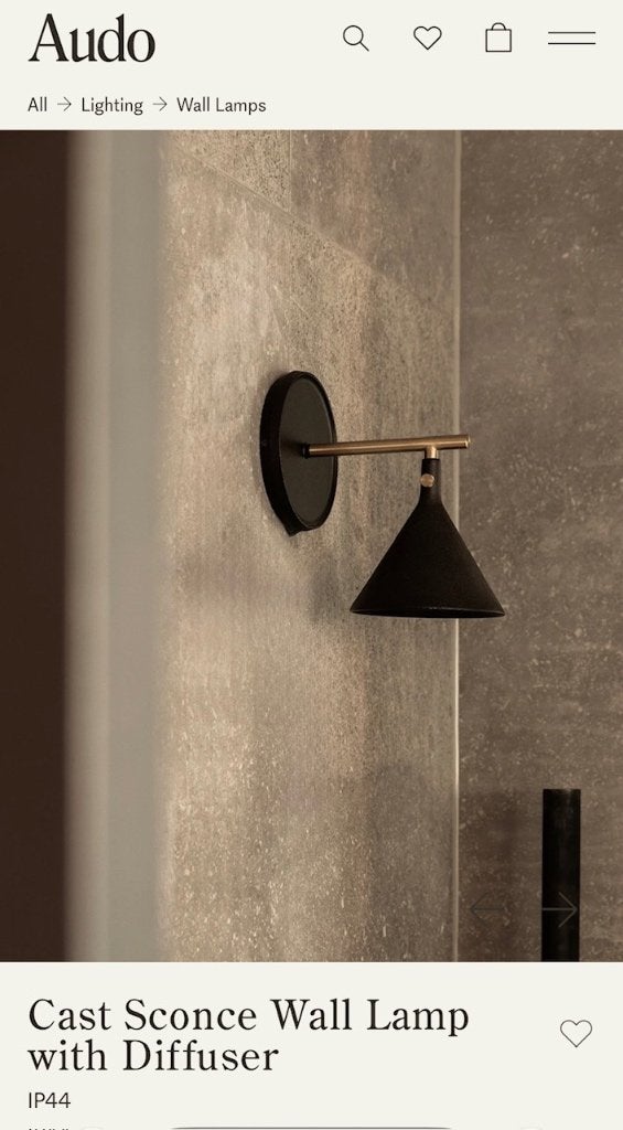Cast Scone wandlamp van Audo Copenhagen, 2 stuks nieuw, Zwart, Nieuw, Overige fittingen, Ophalen of Verzenden