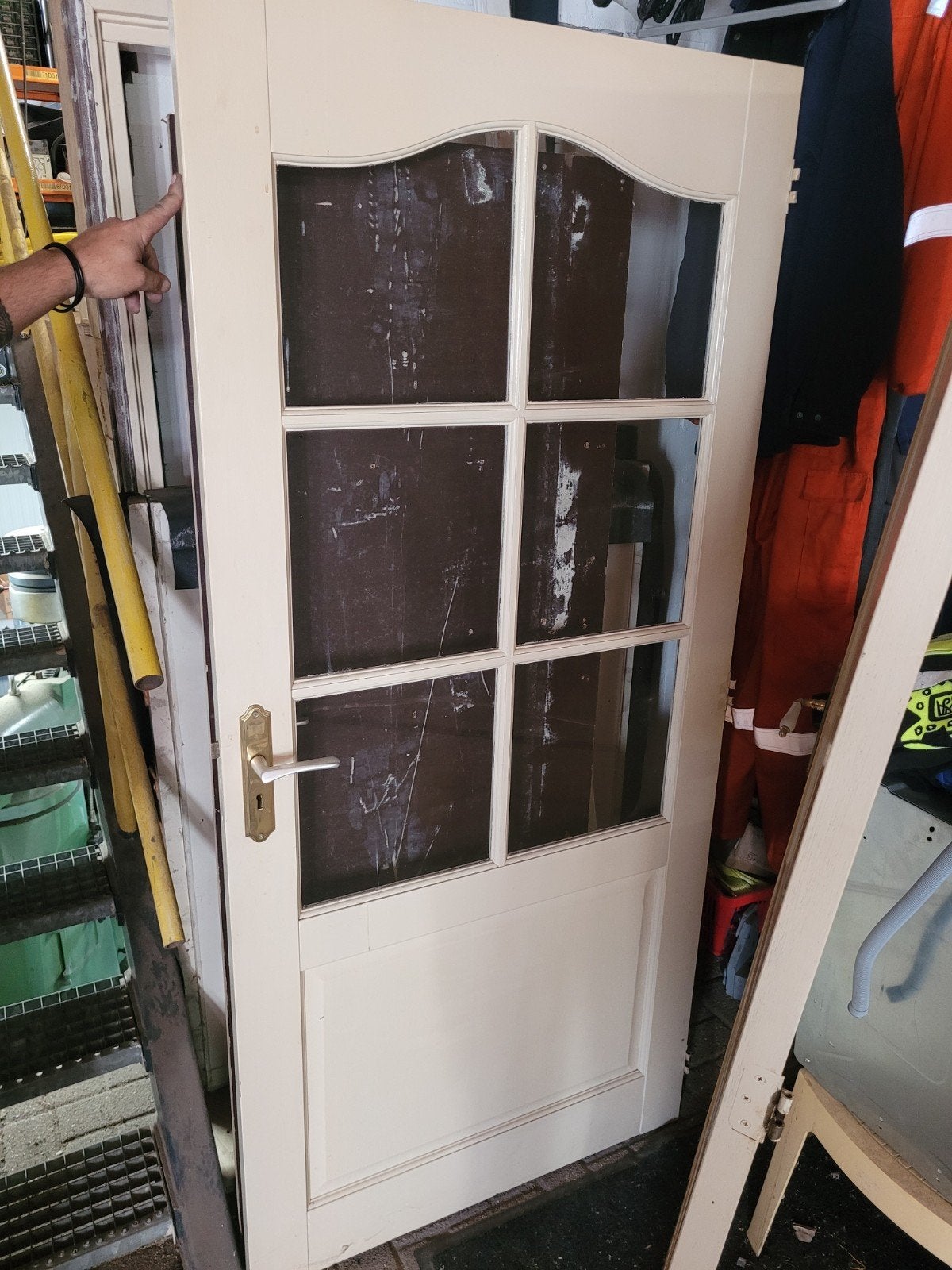 Brede hardhouten binnendeur inclusief kozijn, Ophalen, Gebruikt, 80 tot 100 cm, Binnendeur