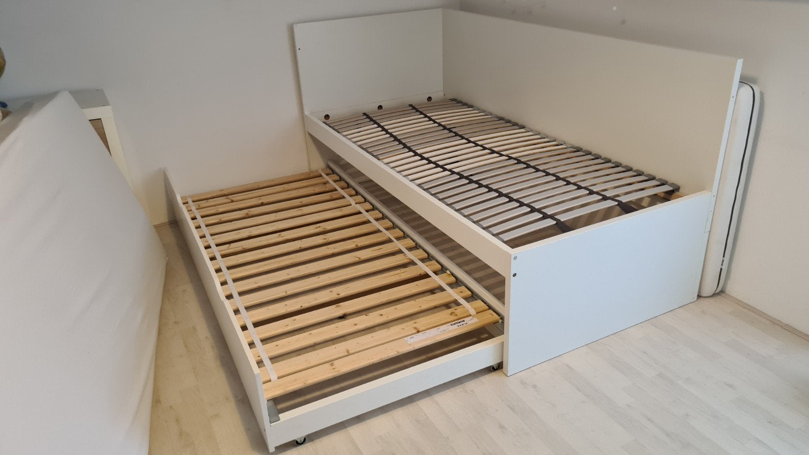 Ikea Flaxa onderschuifbed 2x 90x200cm, Ophalen, 90 cm, Wit, Tweepersoons