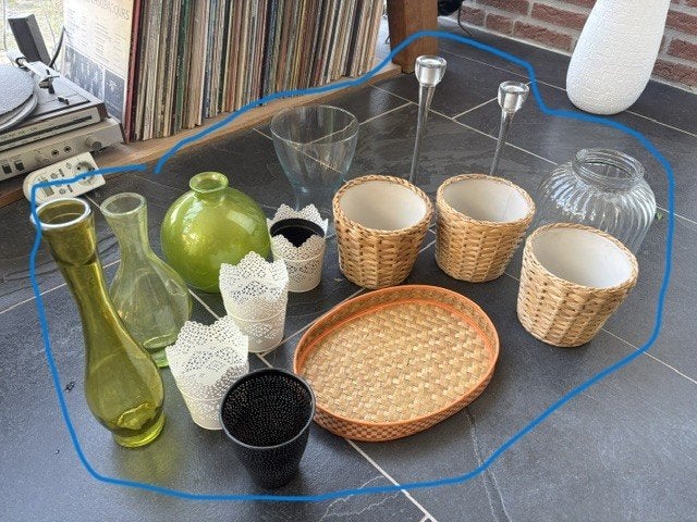 decoratie materiaal, vaasjes, vazen, vaas, Ophalen, Zo goed als nieuw