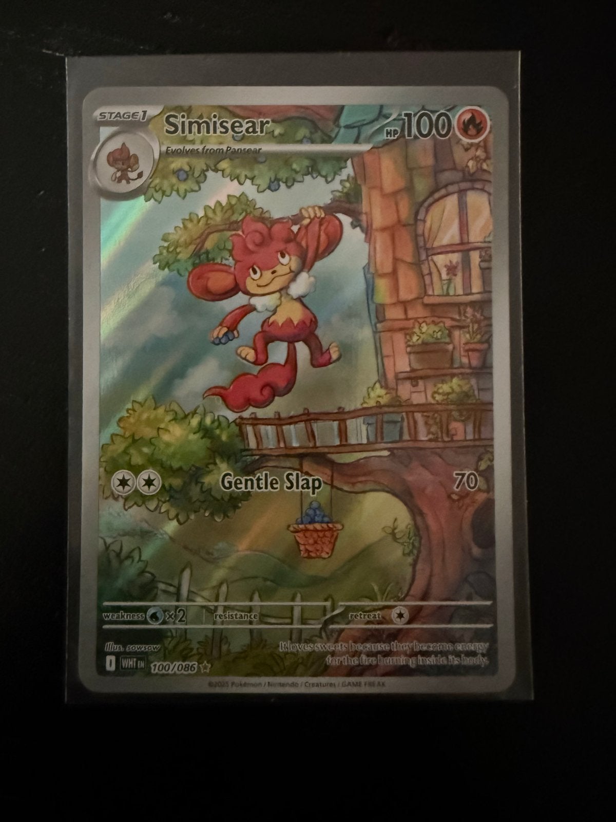 Simisear 100/086 Illustration Rare White Flare Pokémon Kaart, Ophalen of Verzenden, Zo goed als nieuw, Losse kaart, Foil