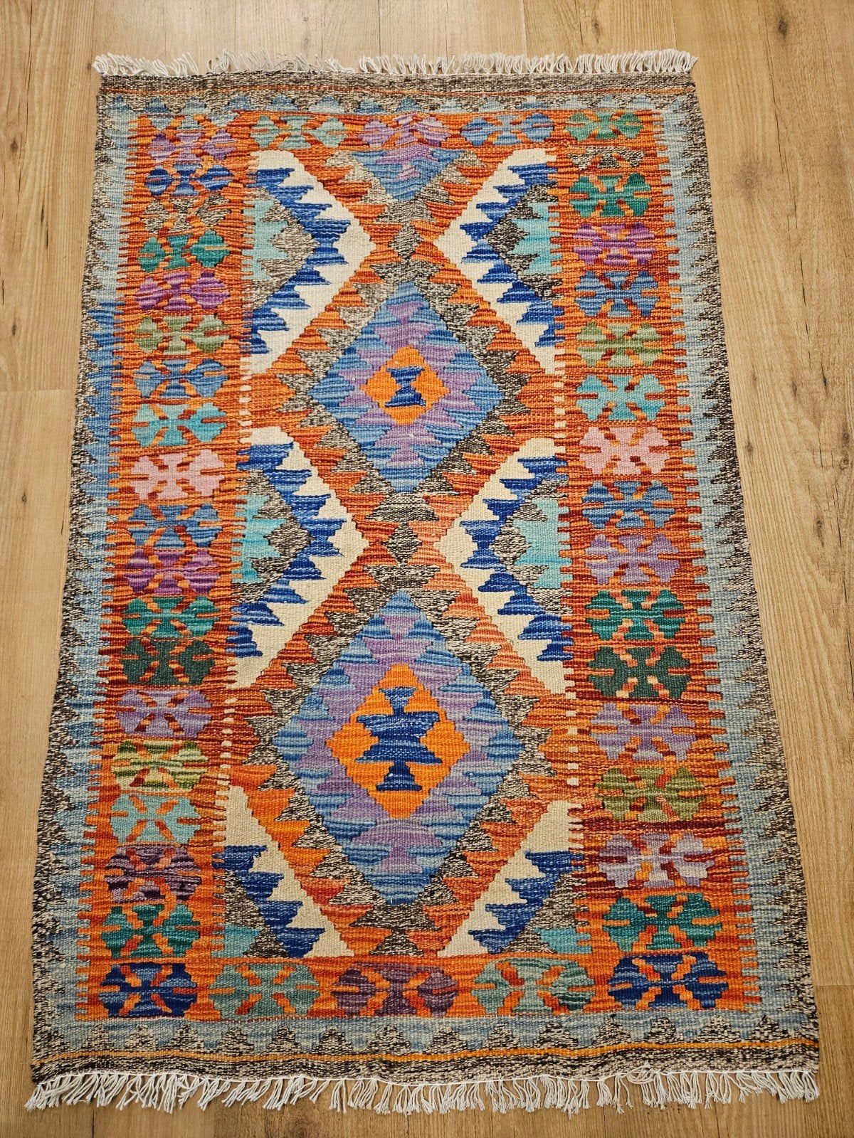 Handgeweven oosterse wollen kelim 116x80, Huis en Inrichting, Stoffering | Tapijten en Kleden, 100 tot 150 cm, Vof Slats Antiek