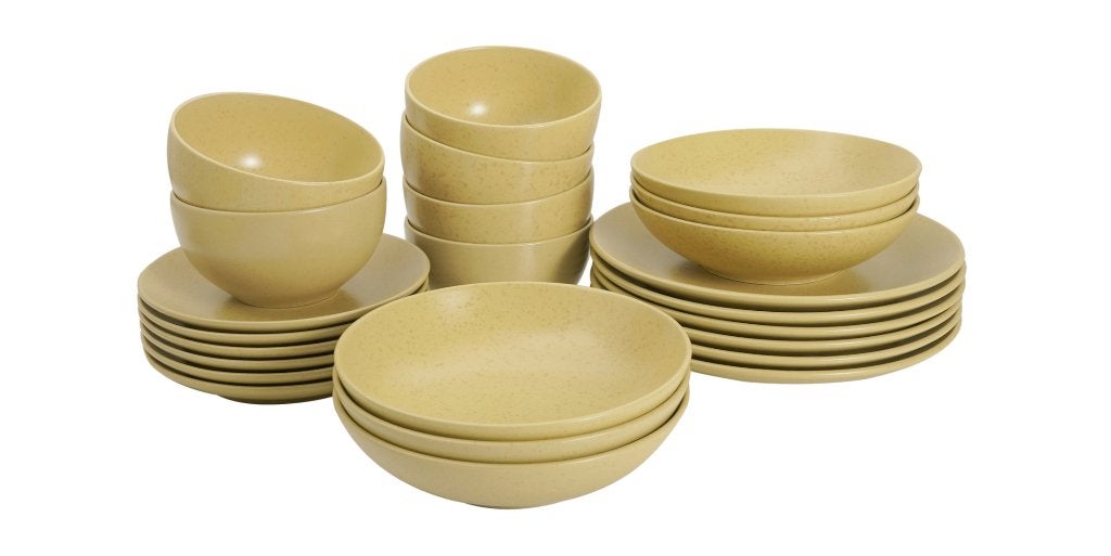 by fonQ Pebbled Serviesset 24-delig Botergeel | Van €129, nu, Byfonq, Byfonq, Nieuw, Ophalen of Verzenden