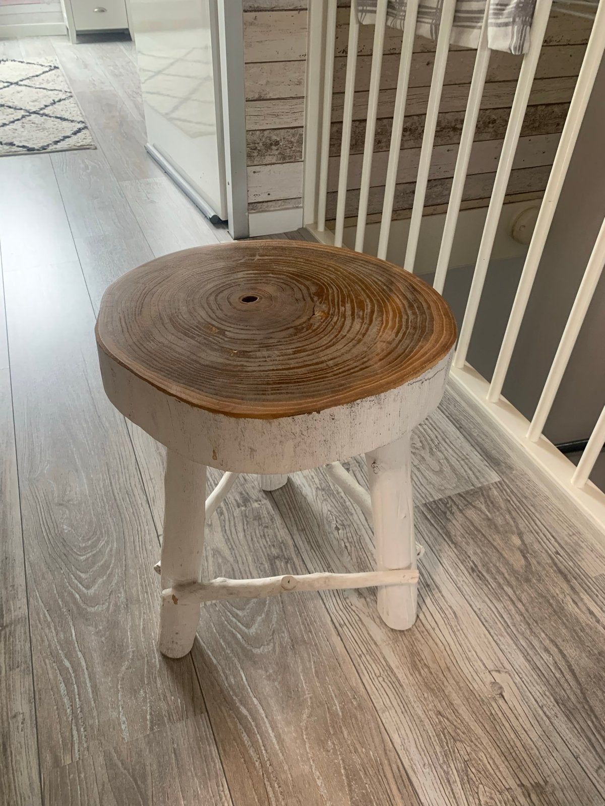 Unieke houten kruk - rustieke stijl, Ophalen, Gebruikt, Hout