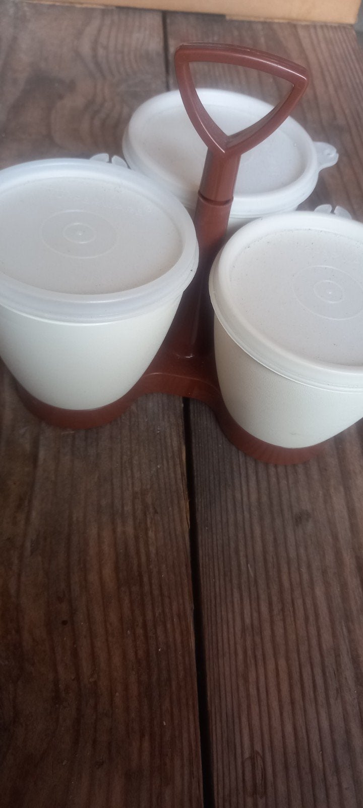 Vintage Tupperware set, Huis en Inrichting, Gebruikt, Ophalen of Verzenden, Met deksel, Bak of Kom