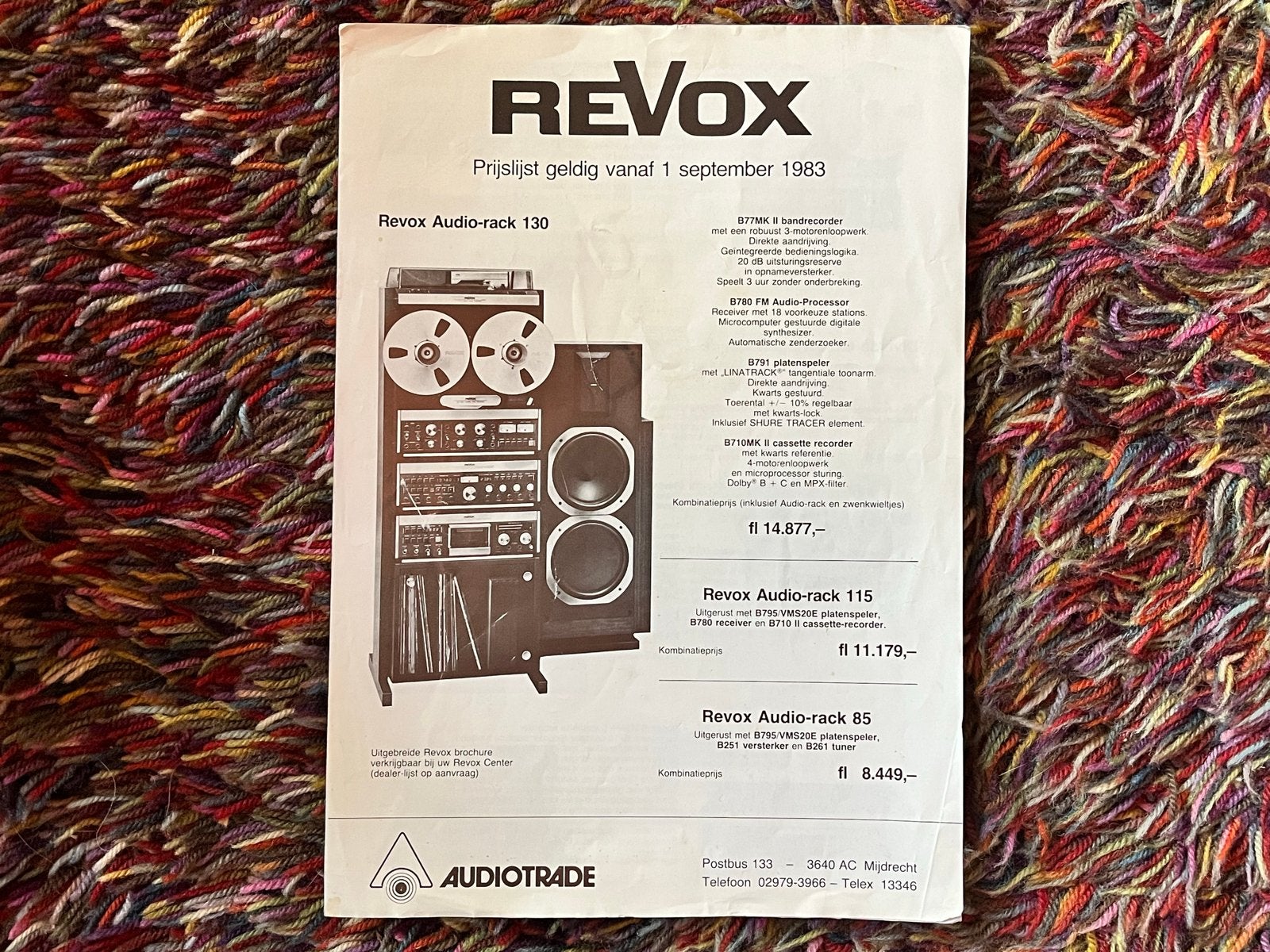 Revox prijslijst Audiotrade (1983) Audio-rack, Audio, Tv en Foto, Ophalen of Verzenden, Bandrecorder