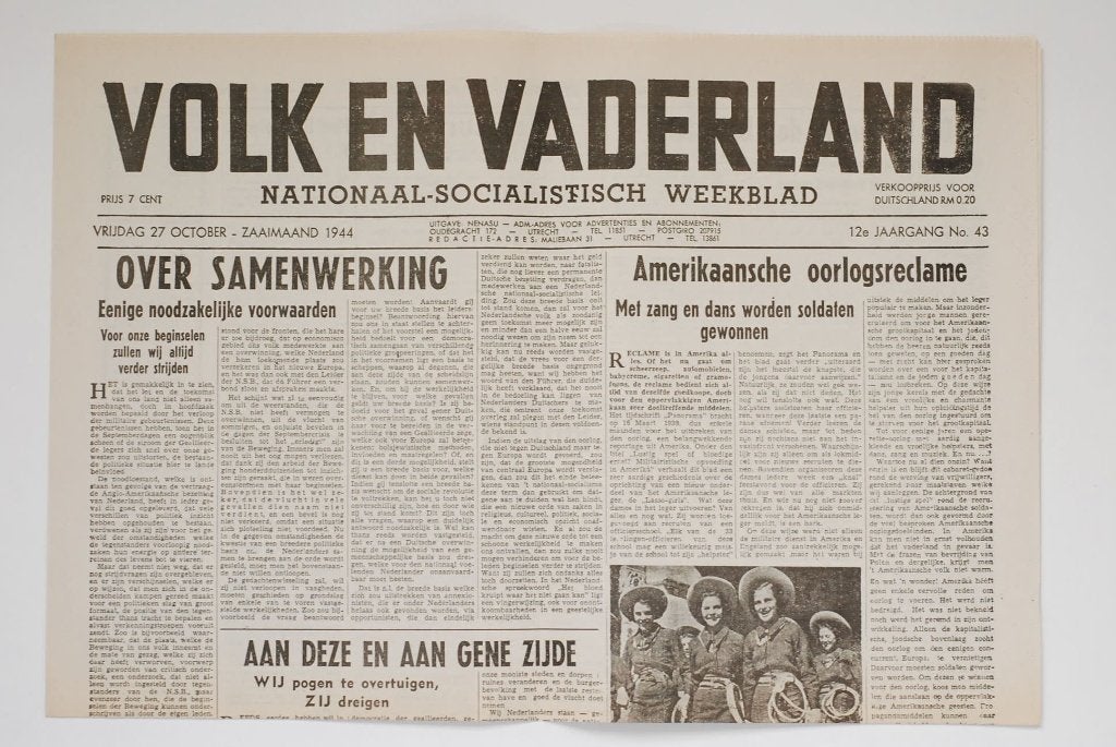 Volk en Vaderland 10-1944 herdruk krant Tweede Wereldoorlog