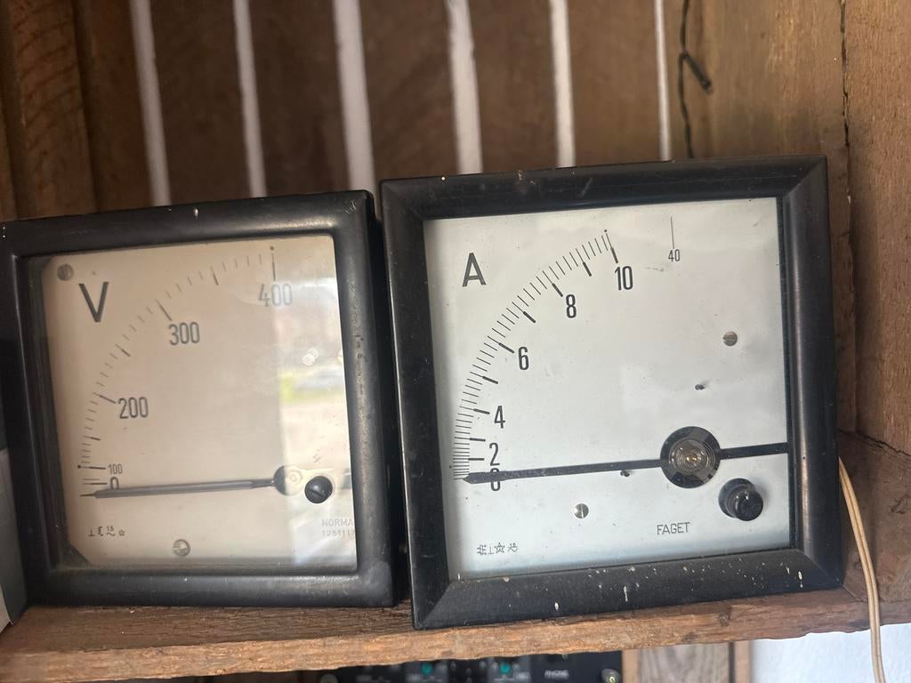 Vintage Industriële Ampèremeter en Voltmeter, Antiek en Kunst, Ophalen of Verzenden