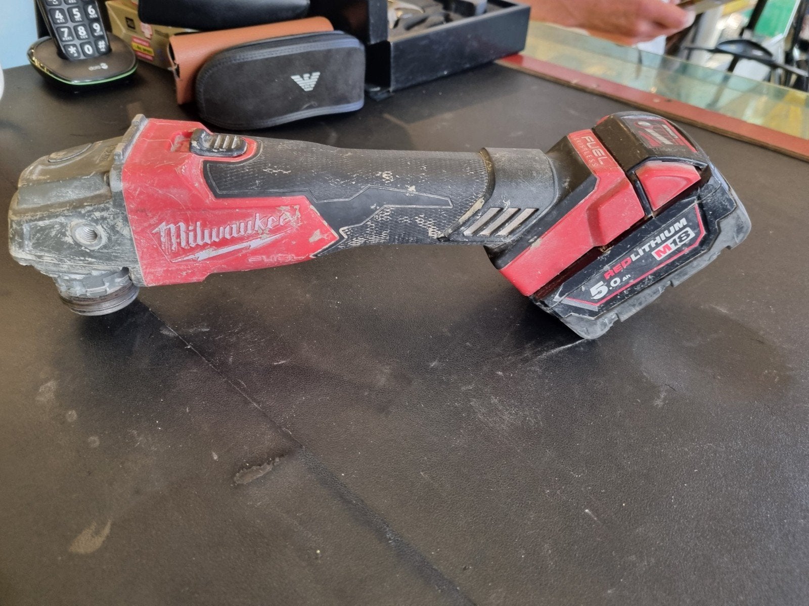 Milwaukee M18 FSAG125X Haakse Slijper met 5.0 Ah Accu, Ophalen of Verzenden, Gebruikt