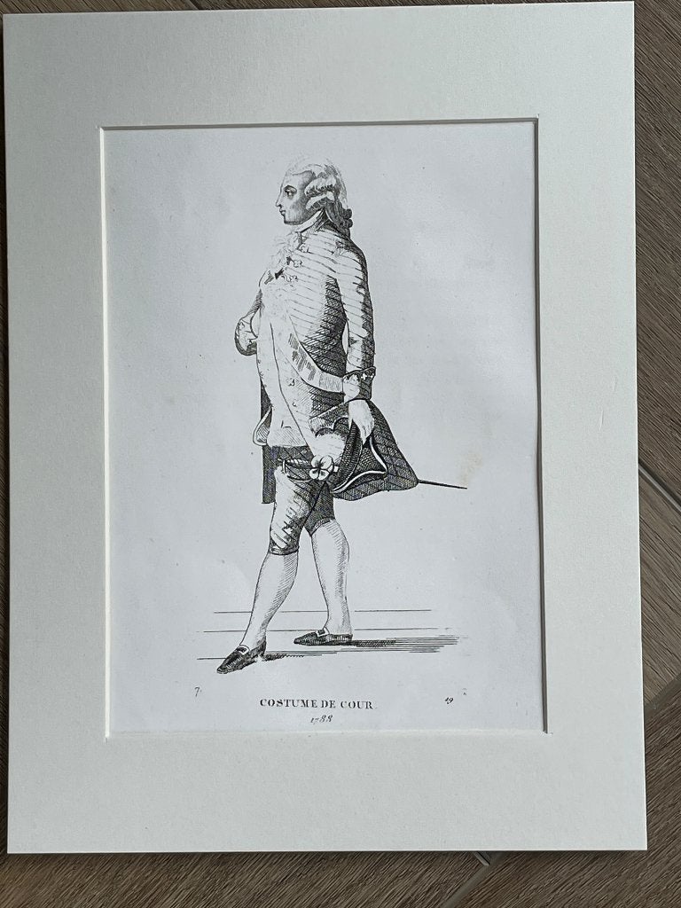 1852 Oud kostuum / Franse tekst - UNIEK P0667-02, Ophalen of Verzenden, Gravure, 1800 - 1899