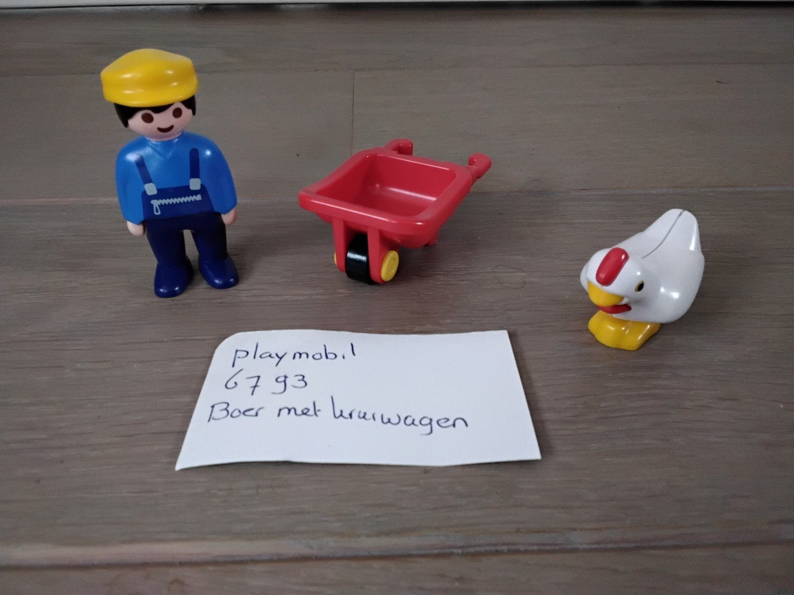 Playmobil 1.2.3 Boer met kruiwagen en kip (set 6793), Gebruikt, Complete set, 1.2.3, Ophalen of Verzenden