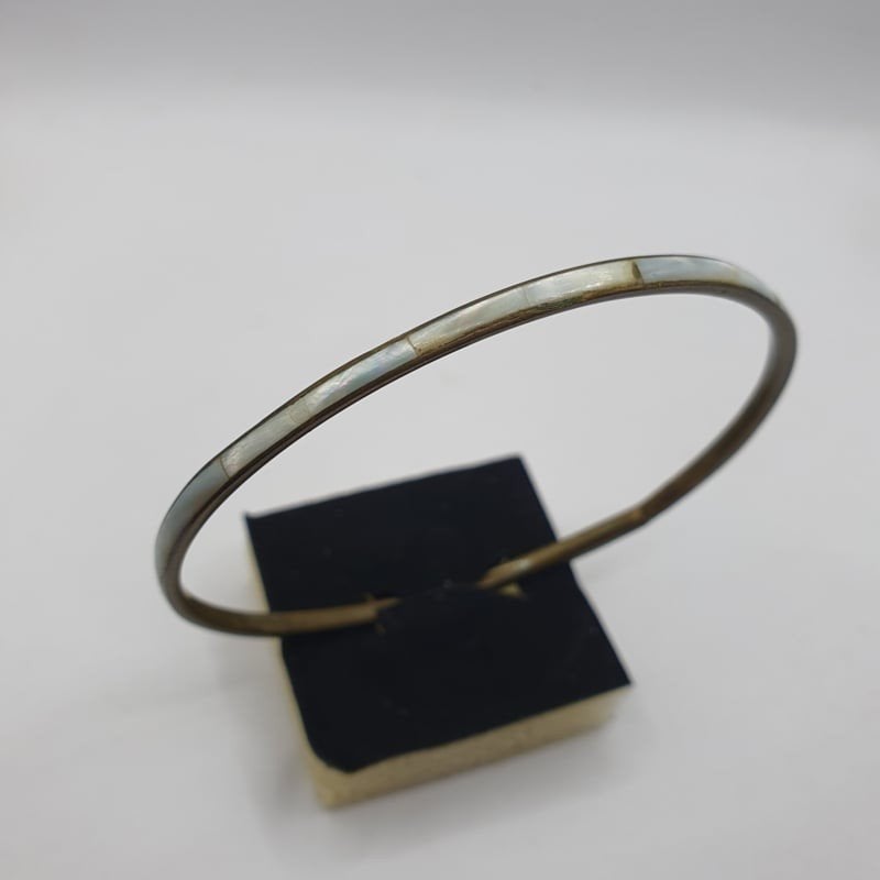 Vintage koperen armband met parelmoer, Ophalen of Verzenden, Overige materialen, Armband