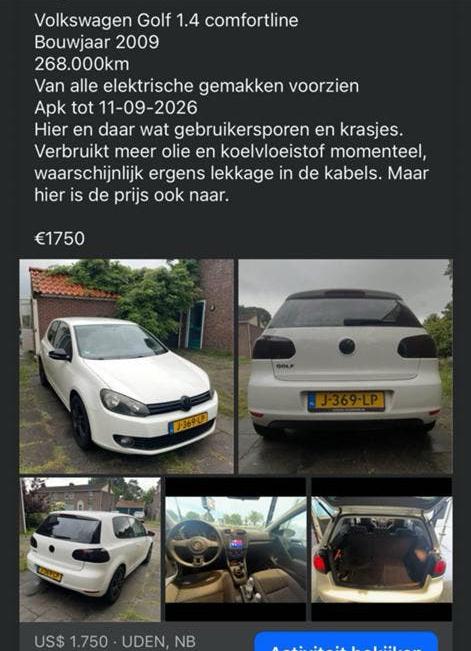 Volkswagen Golf 1.4 comfortline, Ophalen