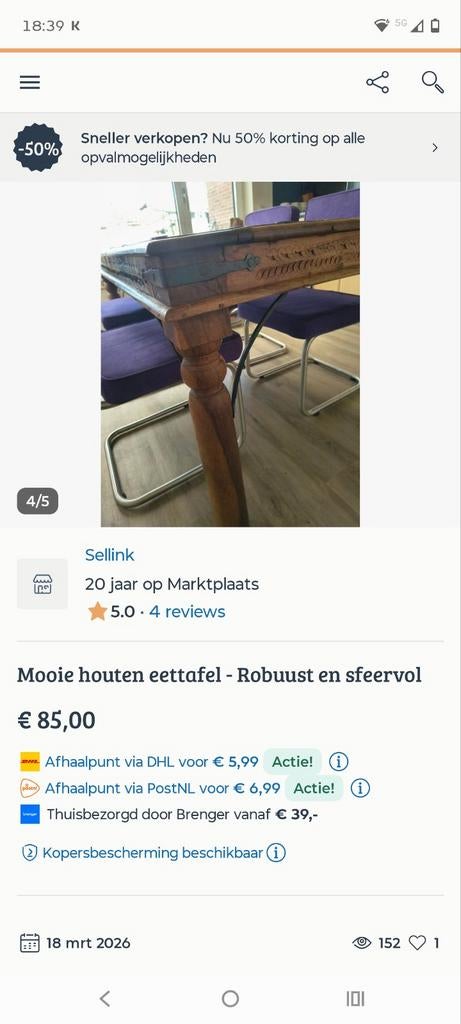 Houten tafel, Ophalen