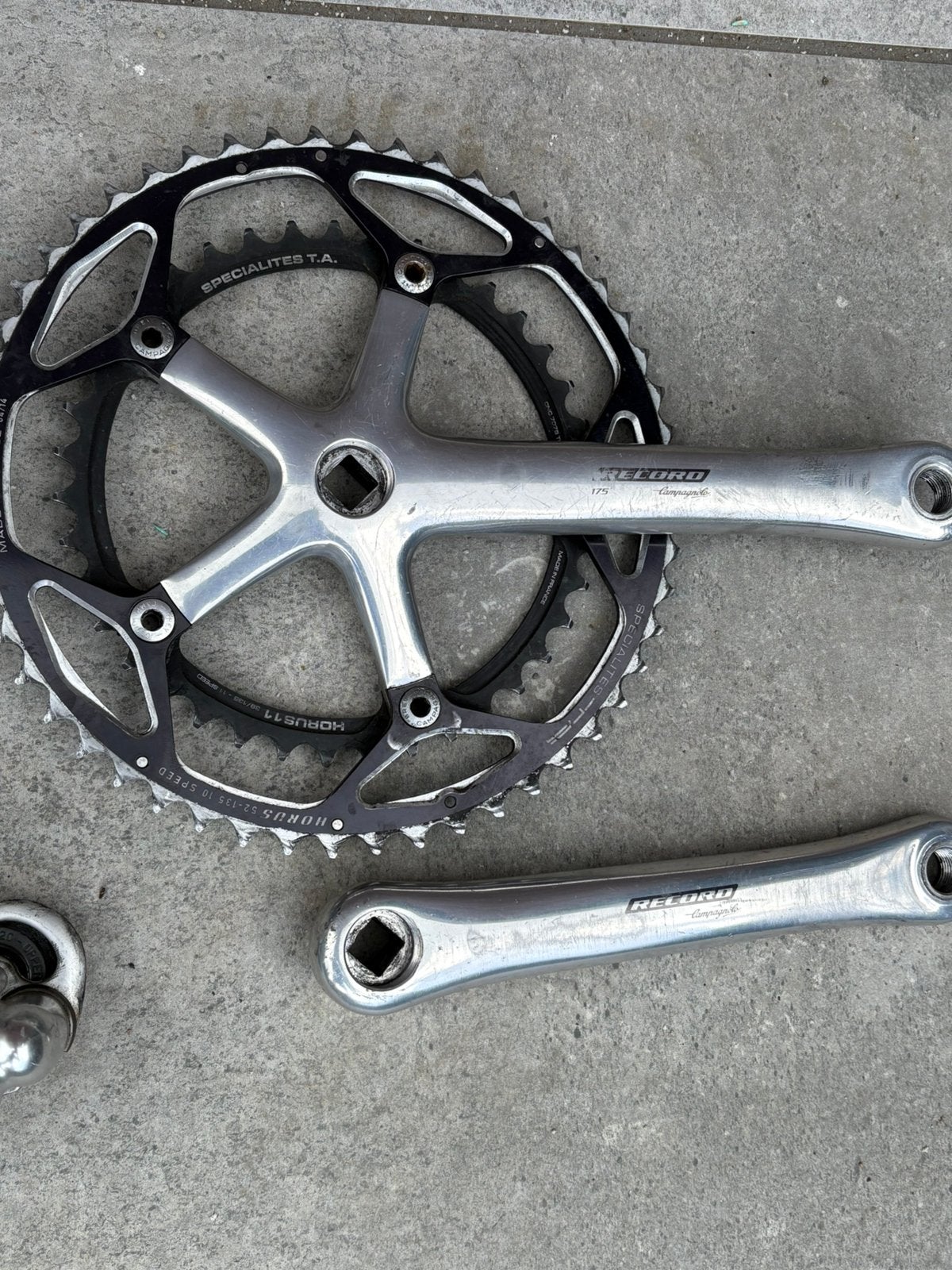 Campagnolo record crankstel, Ophalen of Verzenden, Gebruikt, Crankstel of Pedalen, Aluminium