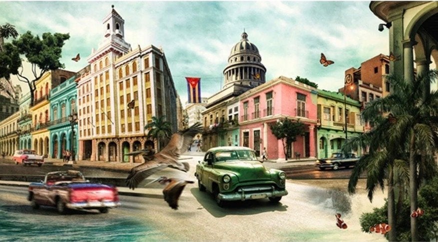 Elements Of Life Cuba - Pieter Vonk 90 x 48 cm, Ophalen, Handgeschilderd, Gemengde techniek, Overige materialen