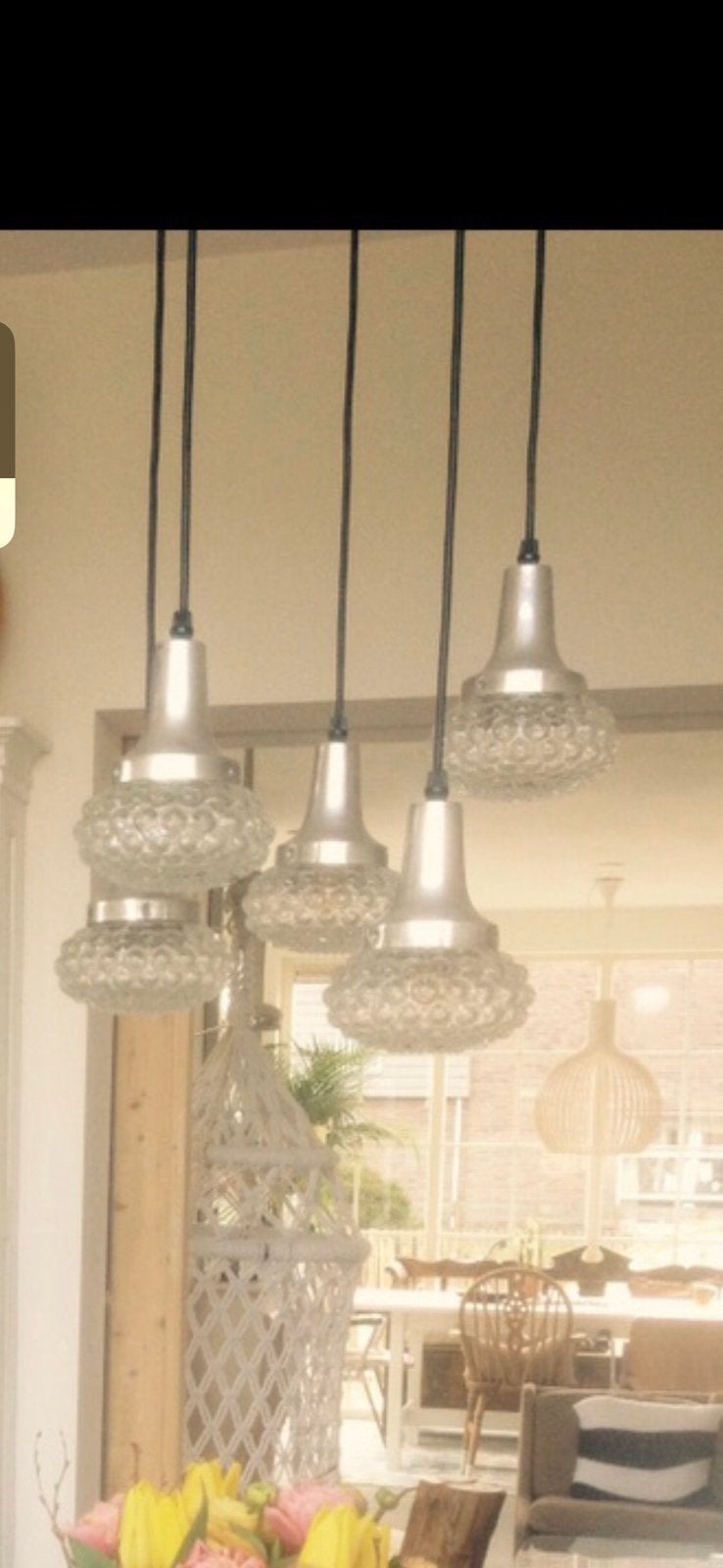 Retro vintage bollenlamp, Ophalen of Verzenden, Gebruikt