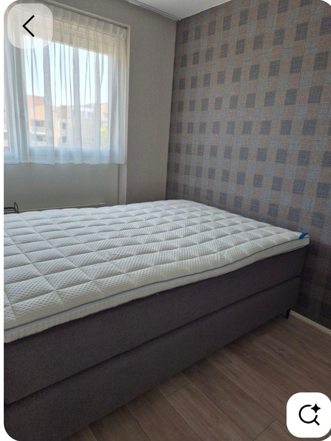 Boxspring, antraciet Teddy stof 140x200, Huis en Inrichting, Slaapkamer | Bedden, Ophalen, 140 cm, Zo goed als nieuw, Twijfelaar