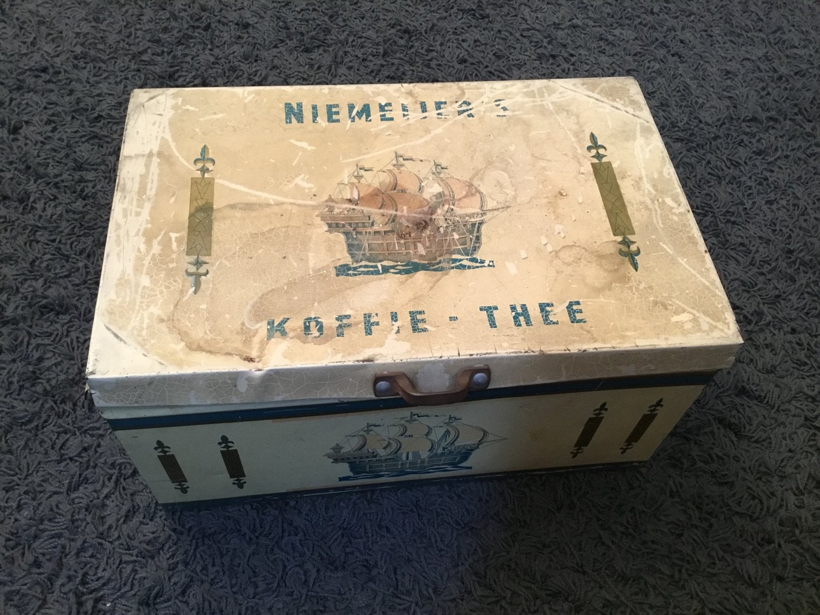 Vintage Niemeyer's Koffie-Thee Blik - Decoratief Scheepsmoti, Ophalen of Verzenden