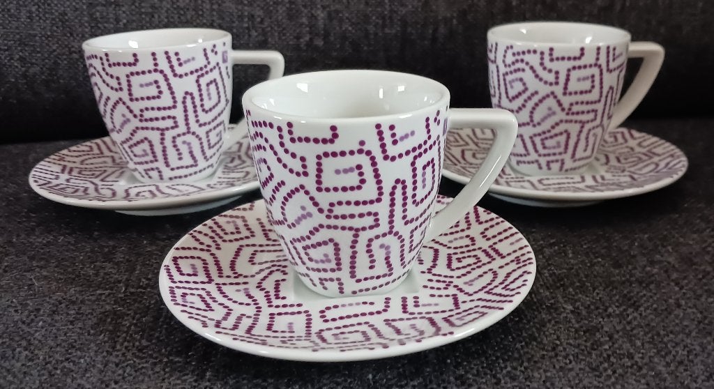 Set van 3 originele espresso kop en schotels van Nespresso, Ophalen, Overige merken, Zo goed als nieuw, Overige stijlen