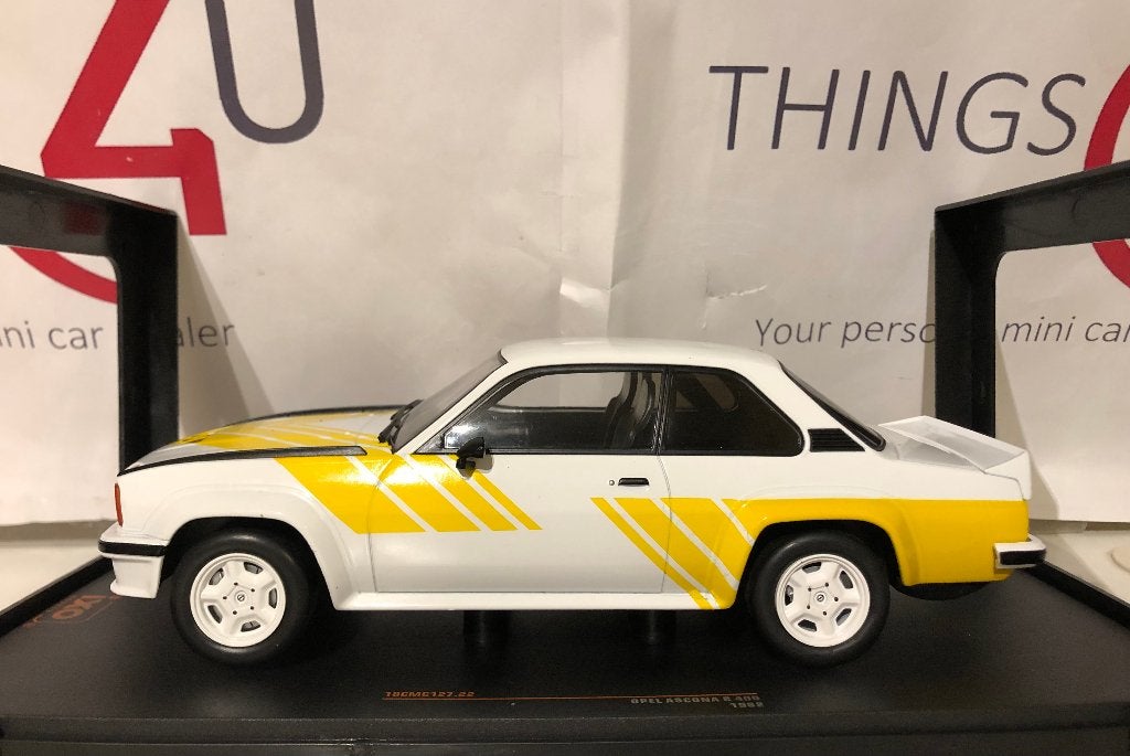 Ixo 1:18 Opel Ascona B 400 1982 wit/geel nieuw in verpakking, Hobby en Vrije tijd, Ophalen of Verzenden, Nieuw, Auto, Overige merken